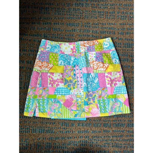 LILLY PULITZER Womens Multi Patchwork Reversible Skirt Sz 4 - Picture 4 of 10